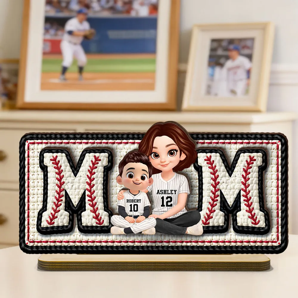 Personalized Baseball Mom 2-Layer Wooden Plaque, Custom Mom & Kids Jersey Design for Nursery or Living Room, Unique Gift for Mom - Image 5