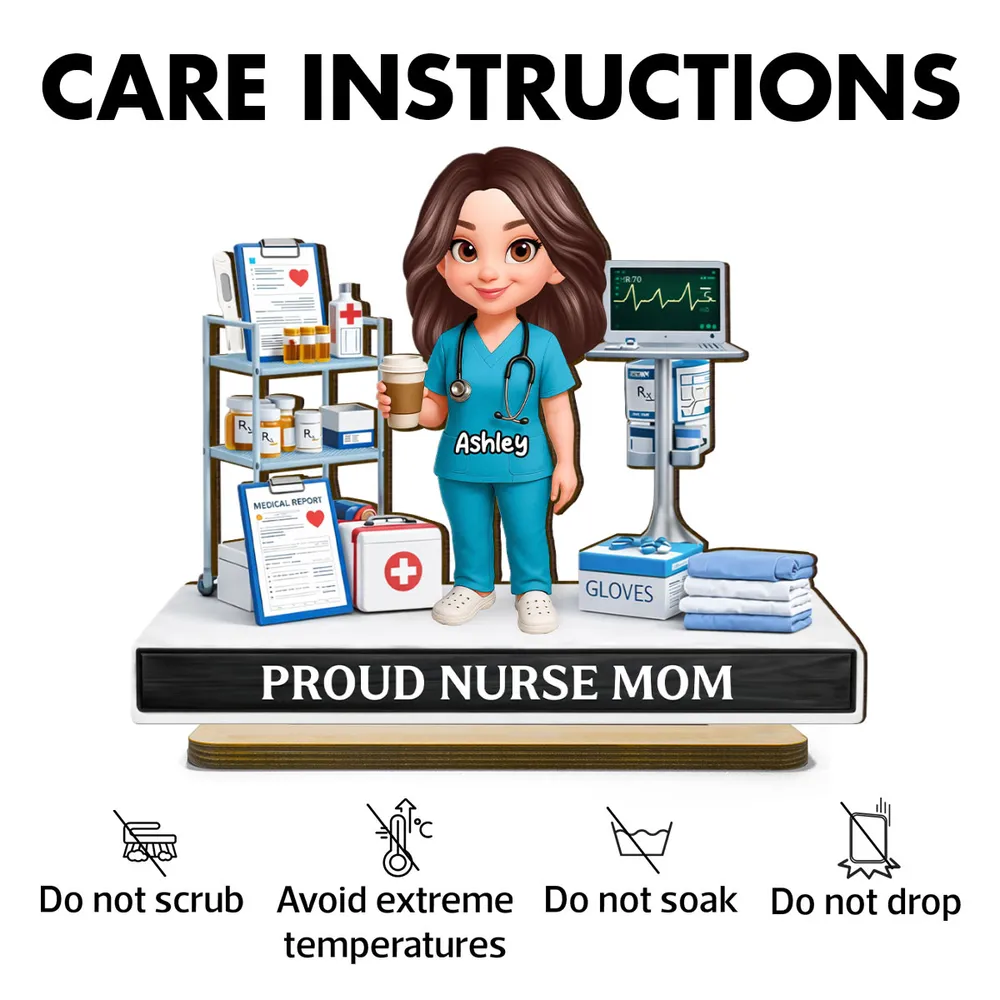 Personalized Proud Nurse Mom 2-Layer Wooden Plaque, Cartoon Nurse in Hospital Scene, Unique Gift for Mom - Image 8