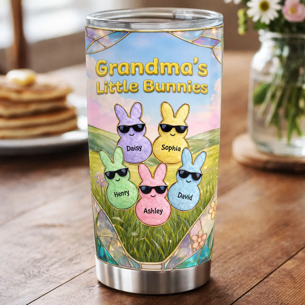 Grandma's Little Bunnies Insulated Travel Tumbler, Personalized Keepsake, Bright Pastel Easter Gift for Mom or Grandma - Image 5