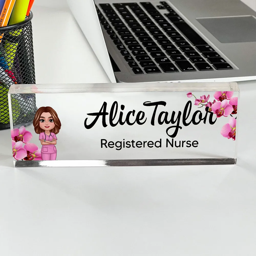 Personalized Rectangle Acrylic Block Plaque with Daisy Office Character, Unique Desk Decor Gift for Coworker or Boss - Image 4