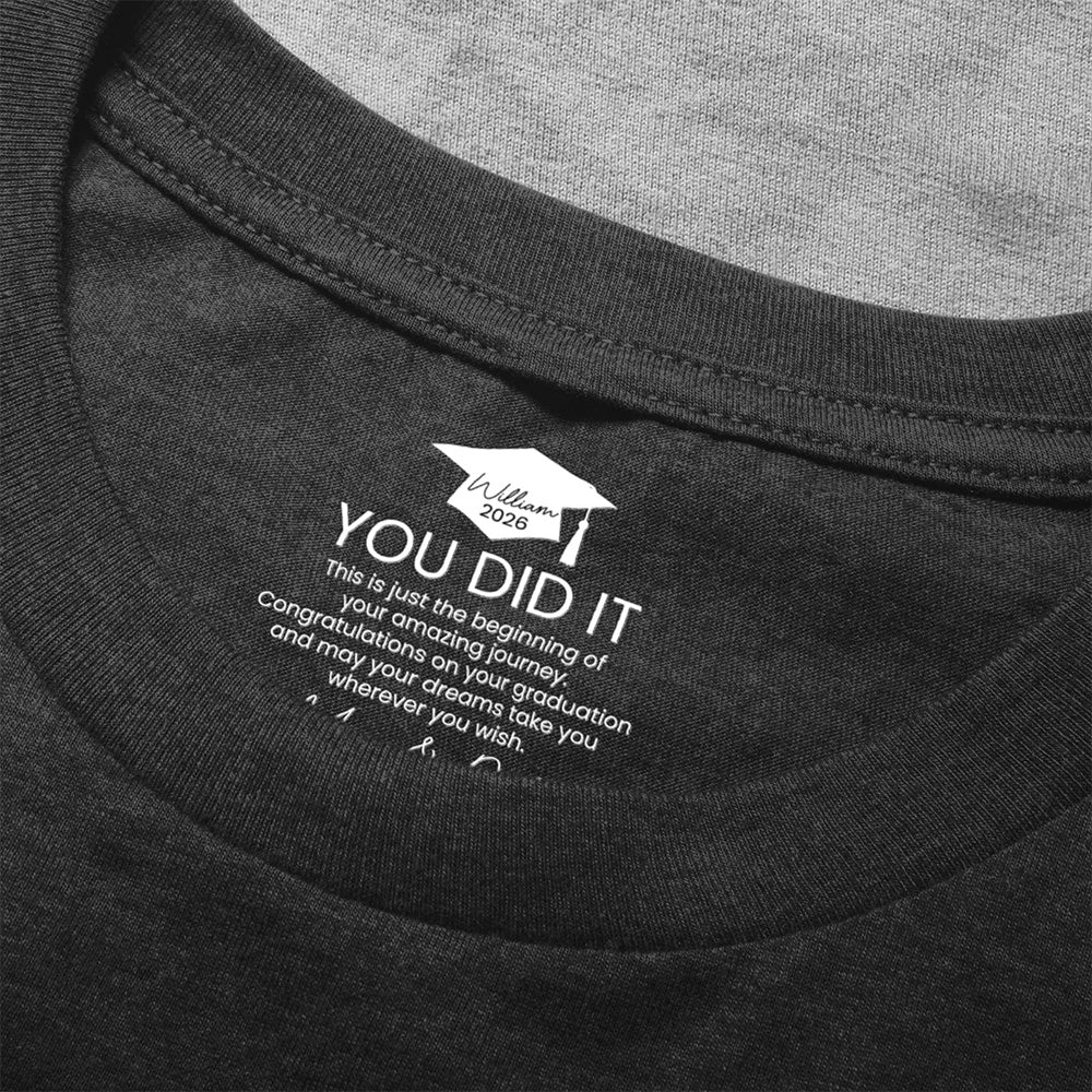 Graduation Cap Classic Tee with You Did It Message, Personalized Keepsake Shirt, Heartfelt Gift from Mom - Image 5