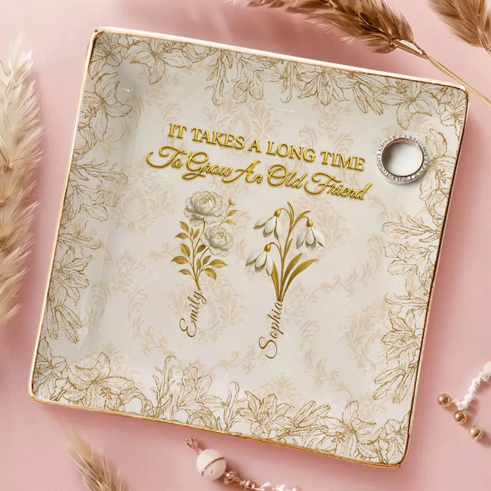 Personalized Jewelry Dish with Vintage Floral Quote, Vanity Ring Holder Decor, Unique Gift for Best Friend - Image 2