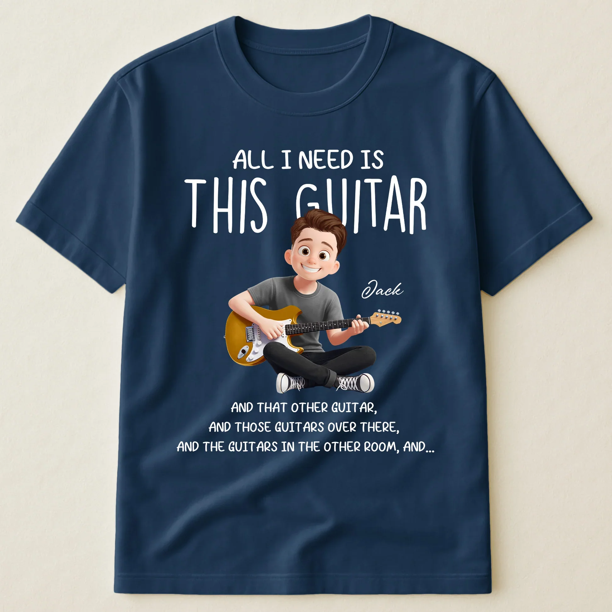 Personalized Guitar Lover Classic Tee with Funny Music Quote, Unique Gift for Musicians Who Own Too Many Guitars - Image 2