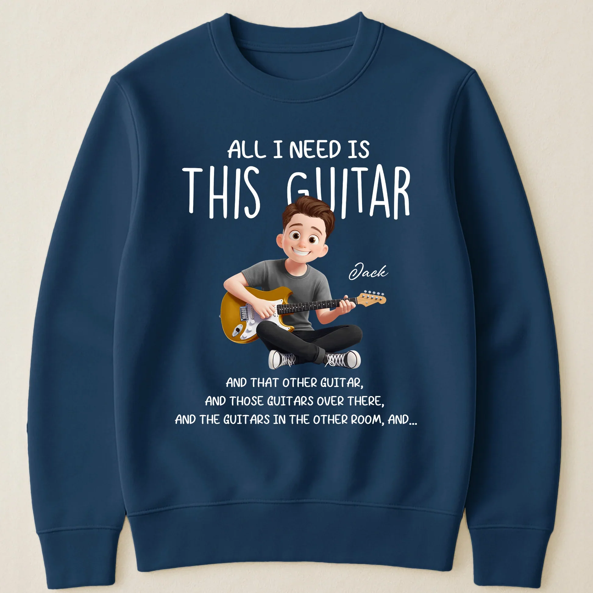 Personalized Guitar Lover Classic Tee with Funny Music Quote, Unique Gift for Musicians Who Own Too Many Guitars - Image 3
