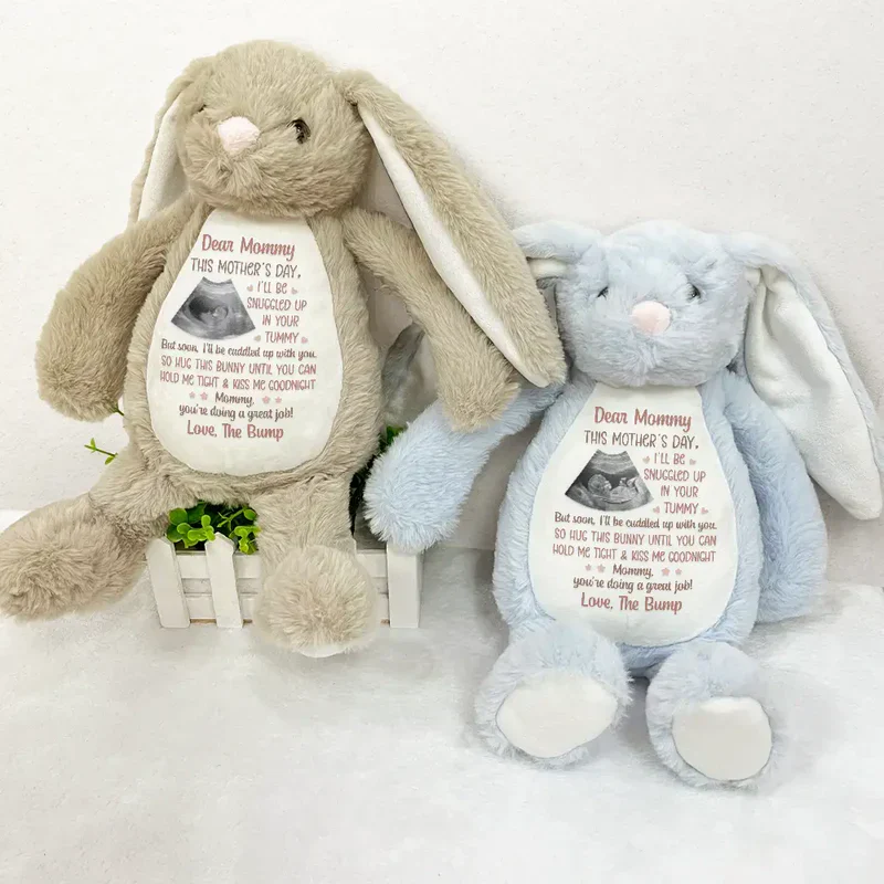 Personalized Plush Bunny with Custom Ultrasound Style Print, Mother's Day Nursery Keepsake, Unique Gift for Mom - Image 3