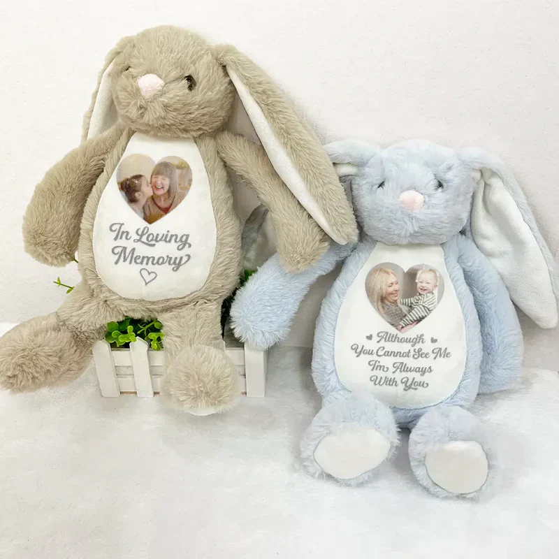 Personalized Plush Bunny with Custom Photo and 'I'm Always With You' Message - Unique Memorial Gift - Image 3