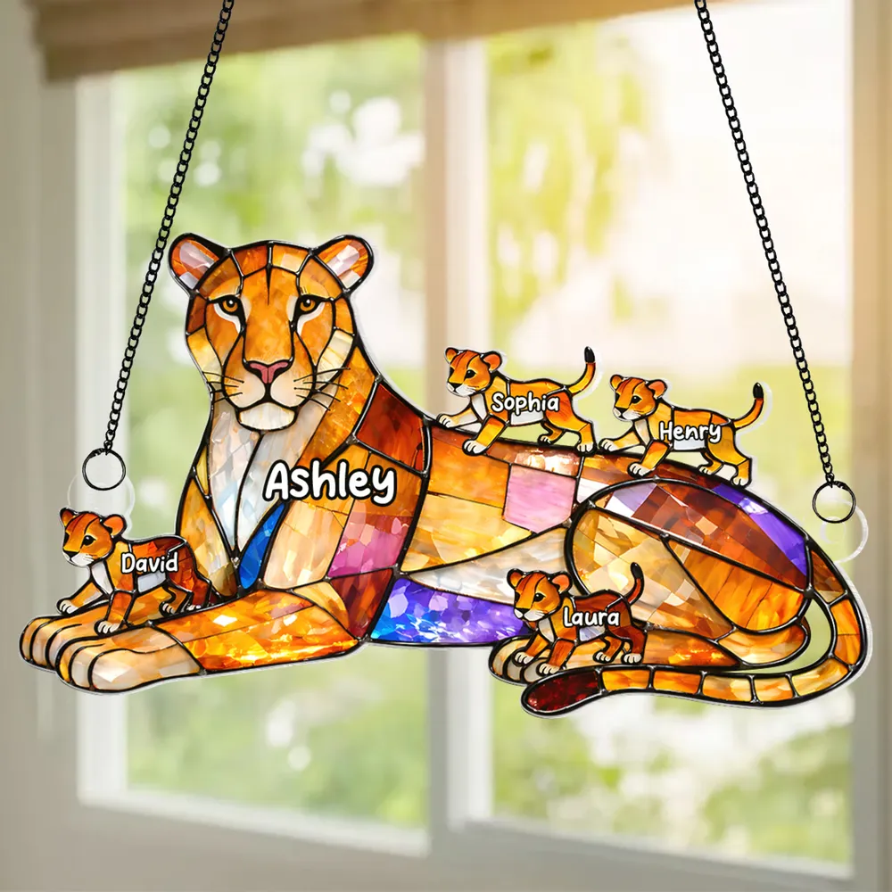 Personalized Lion Mom and Cubs Acrylic Suncatcher Ornament for Sunny Window Decor, Unique Gift for Mom or Grandma - Image 8