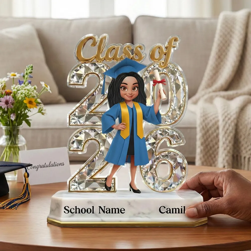 Graduation Shaped Acrylic Block Plaque, Personalized Class of Keepsake for Daughter or Friend, Sweet Desk Decor Gift - Image 3