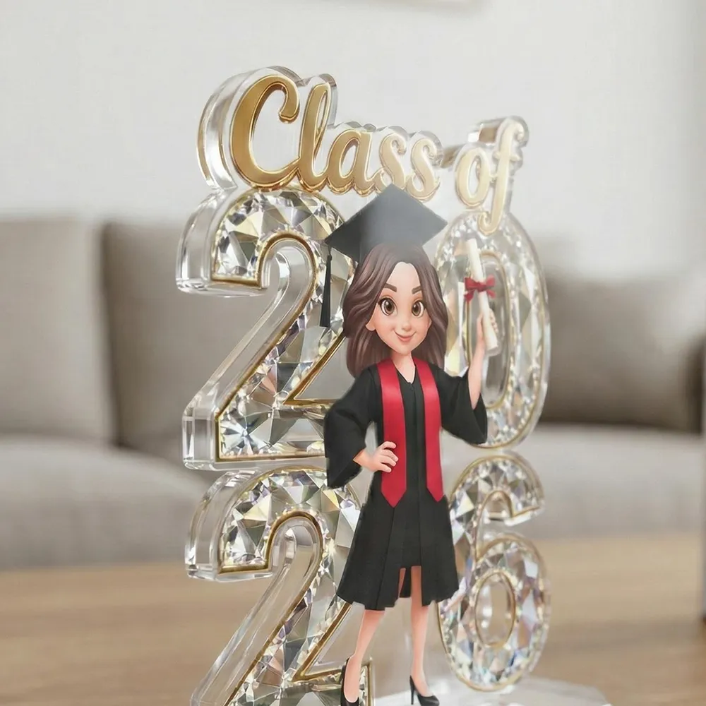 Graduation Shaped Acrylic Block Plaque, Personalized Class of Keepsake for Daughter or Friend, Sweet Desk Decor Gift - Image 6
