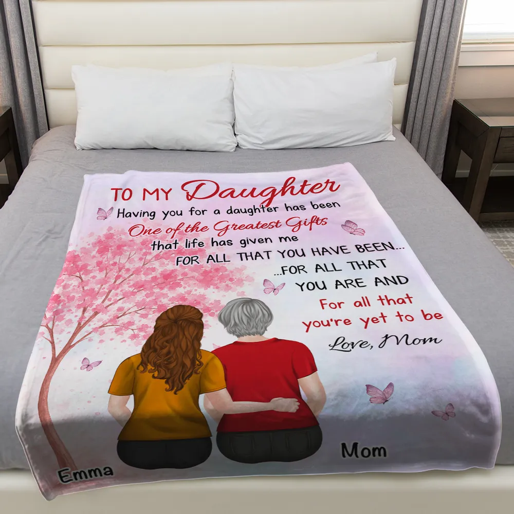 Personalized Daughter and Mom Fleece Blanket, Custom Greatest Gifts Quote, Cozy Unique Gift for Daughter - Image 3