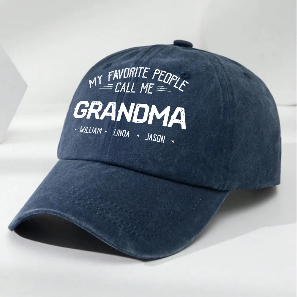 Personalized Washed Denim Baseball Cap 'My Favorite People Call Me Grandma' Unique Gift for Grandma, Vintage Look - Image 6