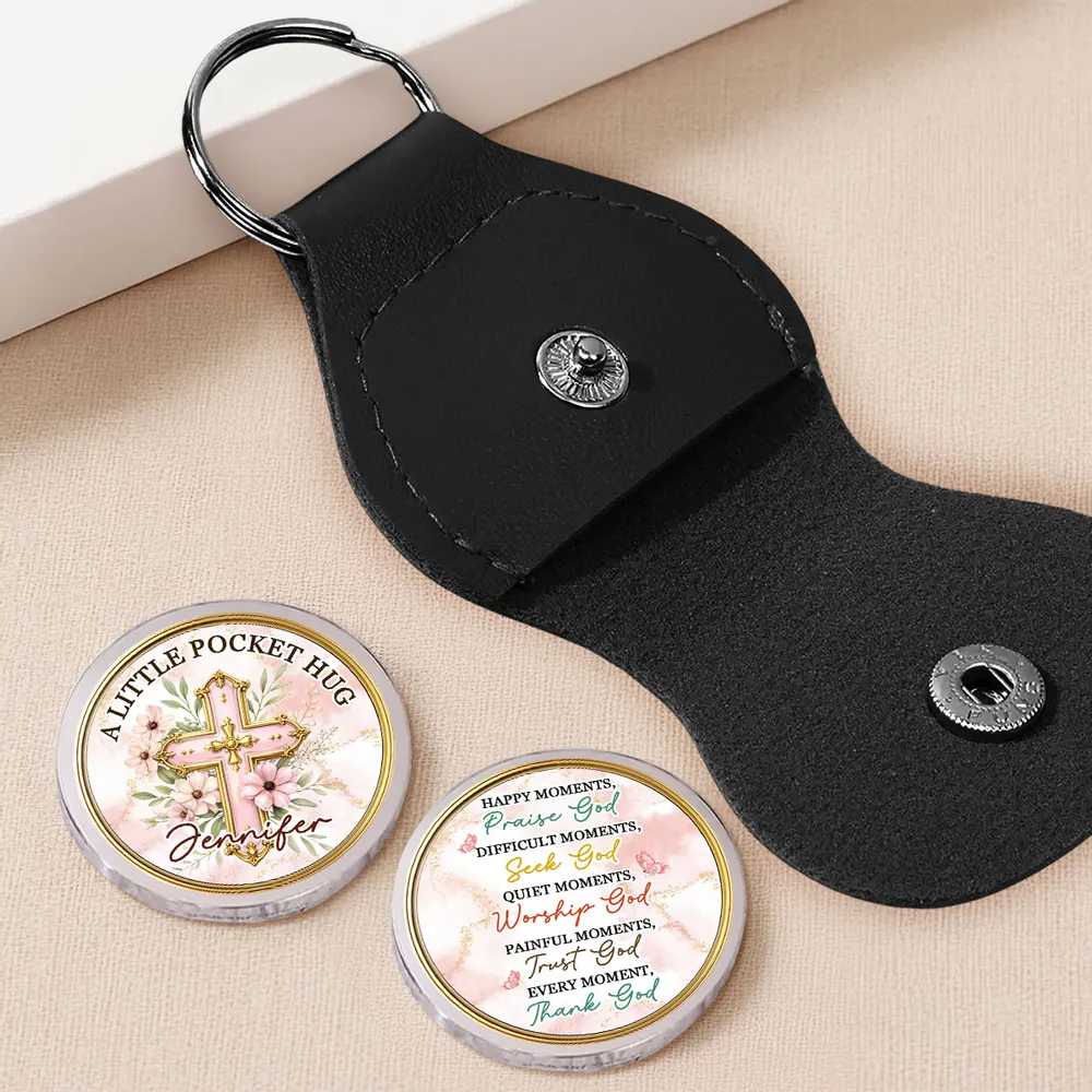 Personalized Pocket Hug Token with Cross and Floral Faith Quote - Unique Christian Keepsake Gift for Everyday Comfort - Image 2