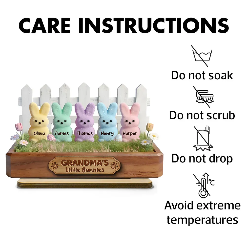 Personalized 2-Layer Wooden Plaque Grandma's Little Bunnies Pastel Bunny Shelf Decor, Unique Gift For Grandma - Image 10