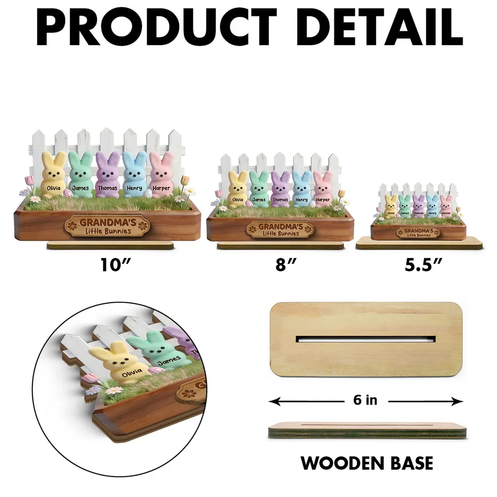 Personalized 2-Layer Wooden Plaque Grandma's Little Bunnies Pastel Bunny Shelf Decor, Unique Gift For Grandma - Image 9