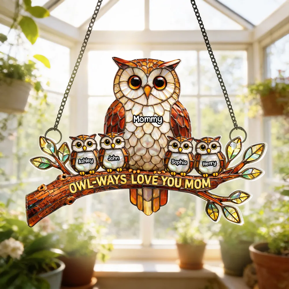 Owl-Ways Love You Mom Personalized Acrylic Suncatcher Ornament, Colorful Sun Catcher Window Decor, Thoughtful Gift - Image 4
