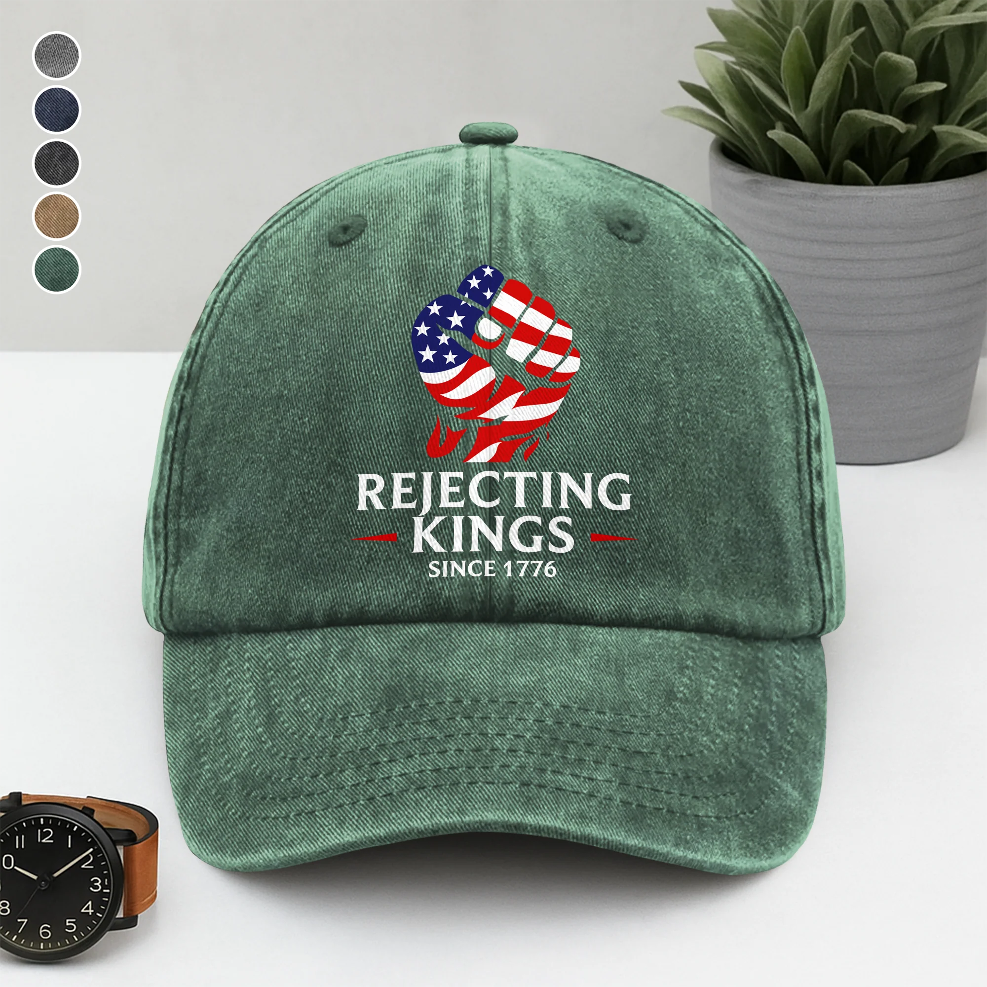 Washed Denim Baseball Cap with We The People Since 1776 Design, Relaxed Vintage Style for Sun Days and Errands, Creative Gift - Image 5