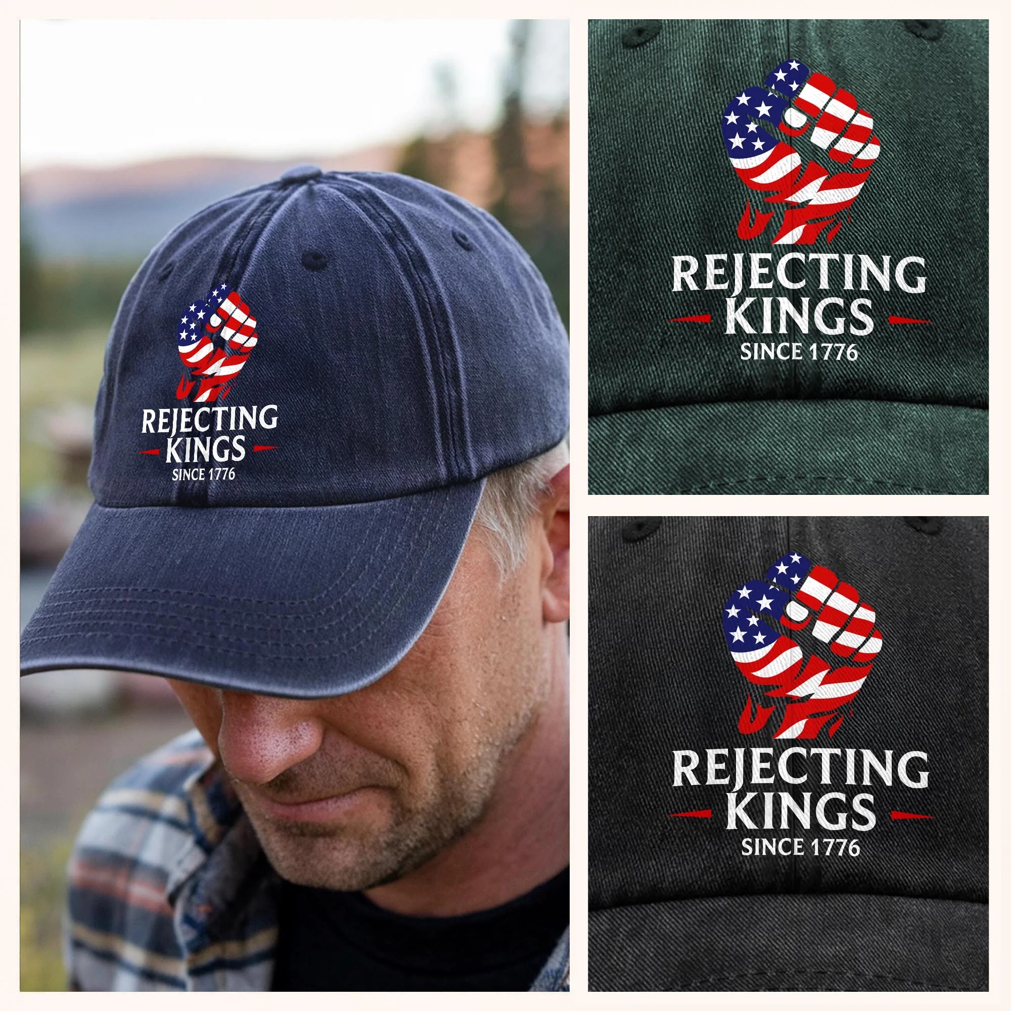 Washed Denim Baseball Cap with We The People Since 1776 Design, Relaxed Vintage Style for Sun Days and Errands, Creative Gift - Image 7