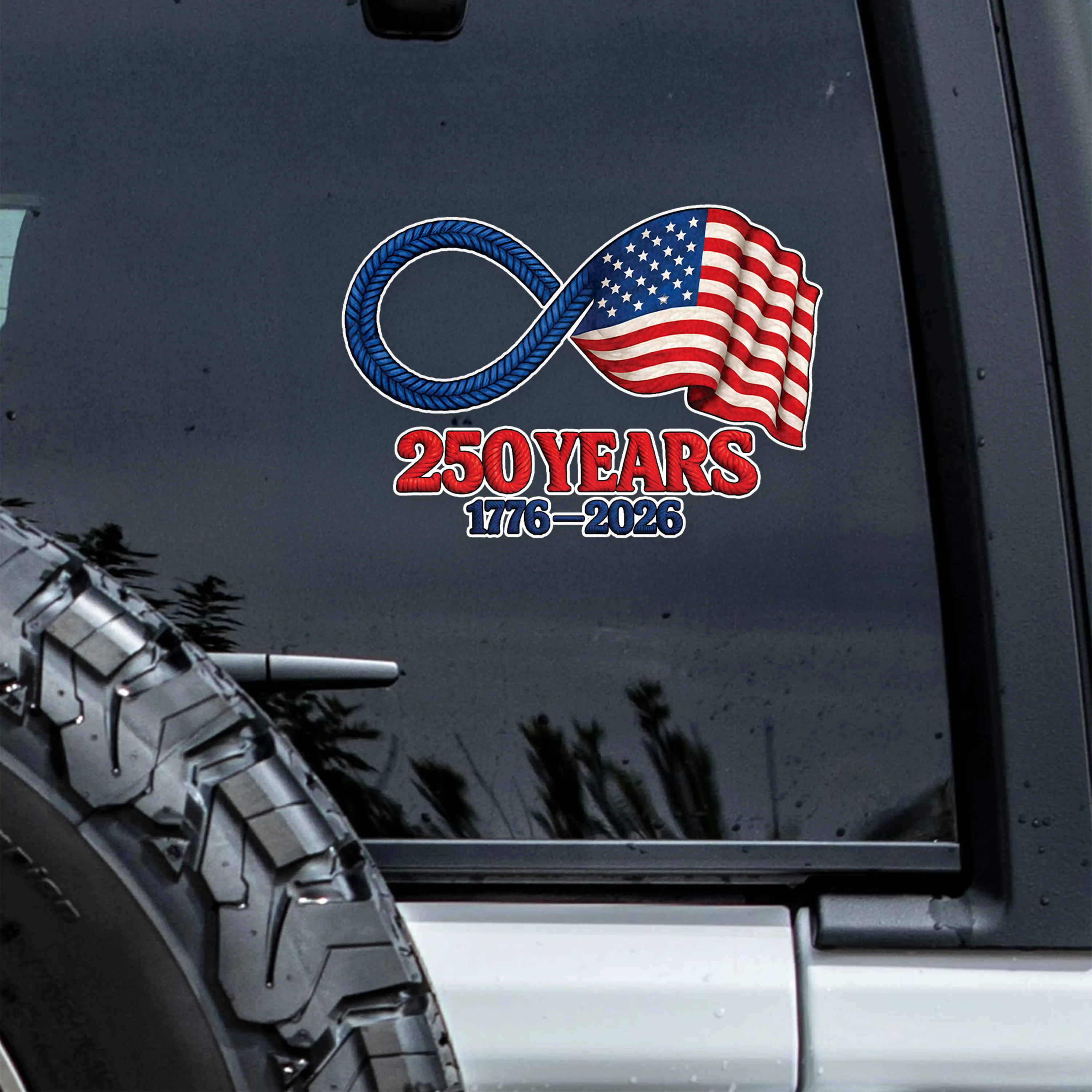 Personalized Sticker Decal 250 Years Infinity American Flag for Car Window or Laptop, Bold Patriotic Look, Unique Gift - Image 3