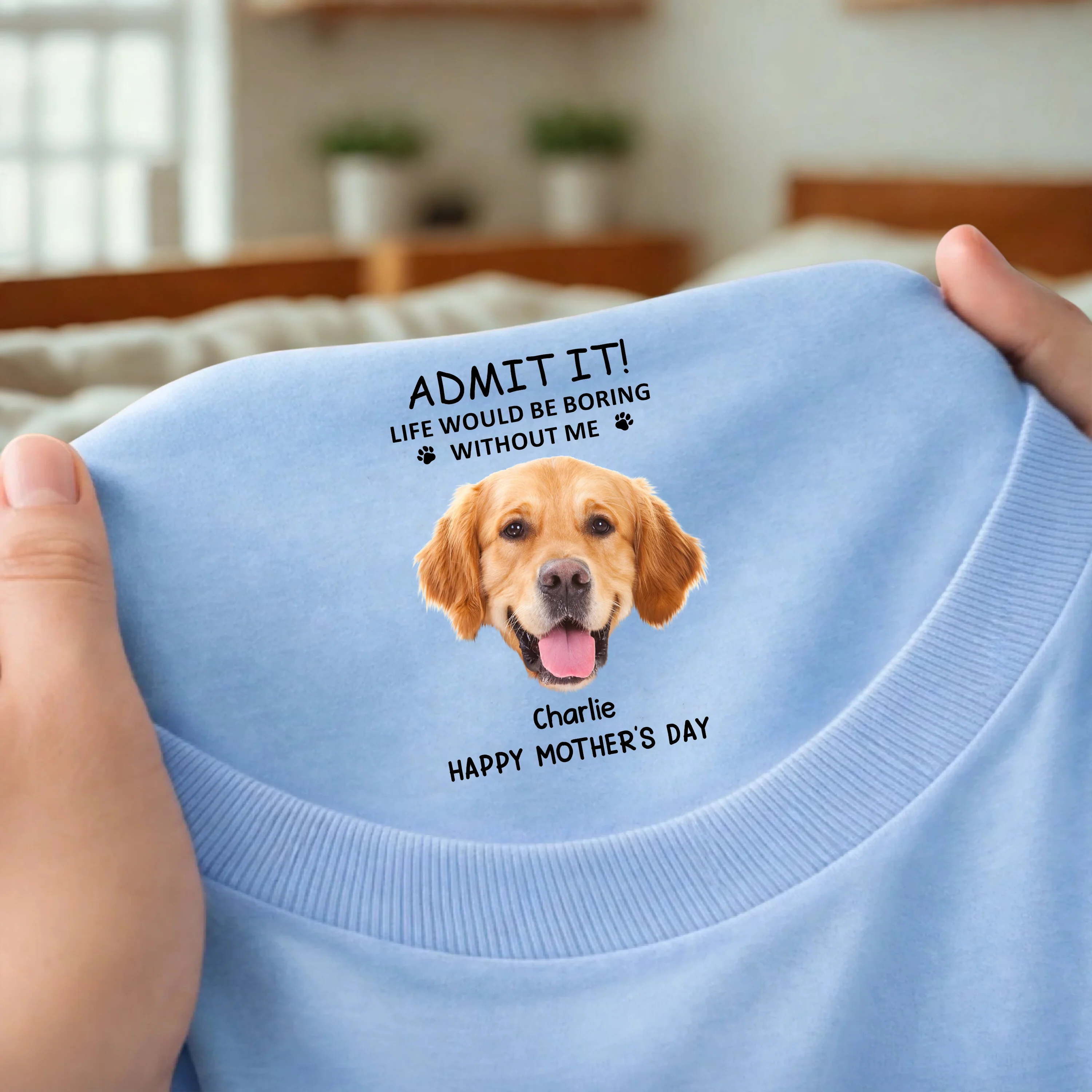 Personalized Dog Photo Classic Tee With Funny Quote For Dog Moms, Unique Mother's Day Gift - Image 3