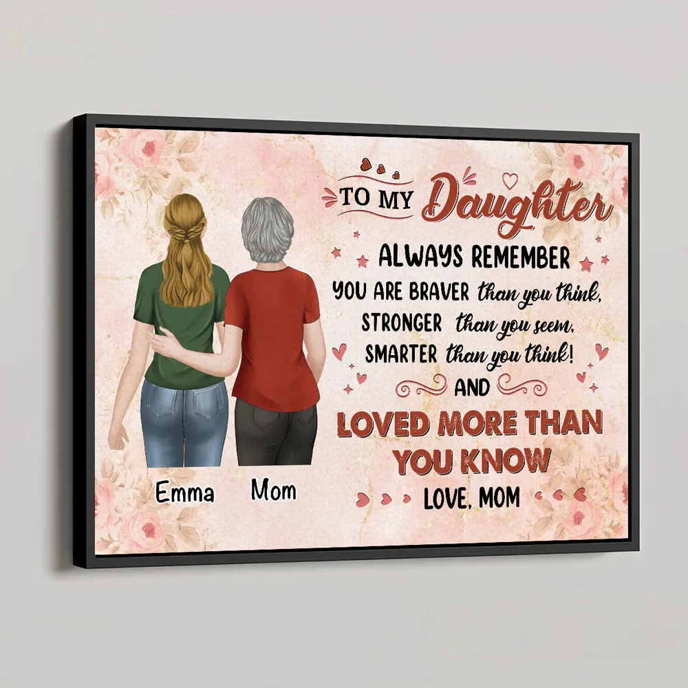 Personalized Mother and Daughter Poster, Always Remember You Are Braver Quote, Unique Gift for Mom or Daughter - Image 5