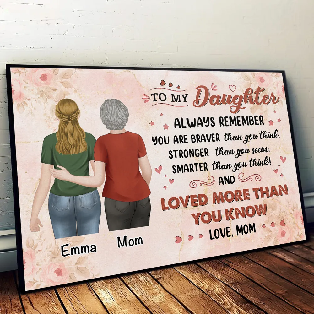 Personalized Mother and Daughter Poster, Always Remember You Are Braver Quote, Unique Gift for Mom or Daughter - Image 6