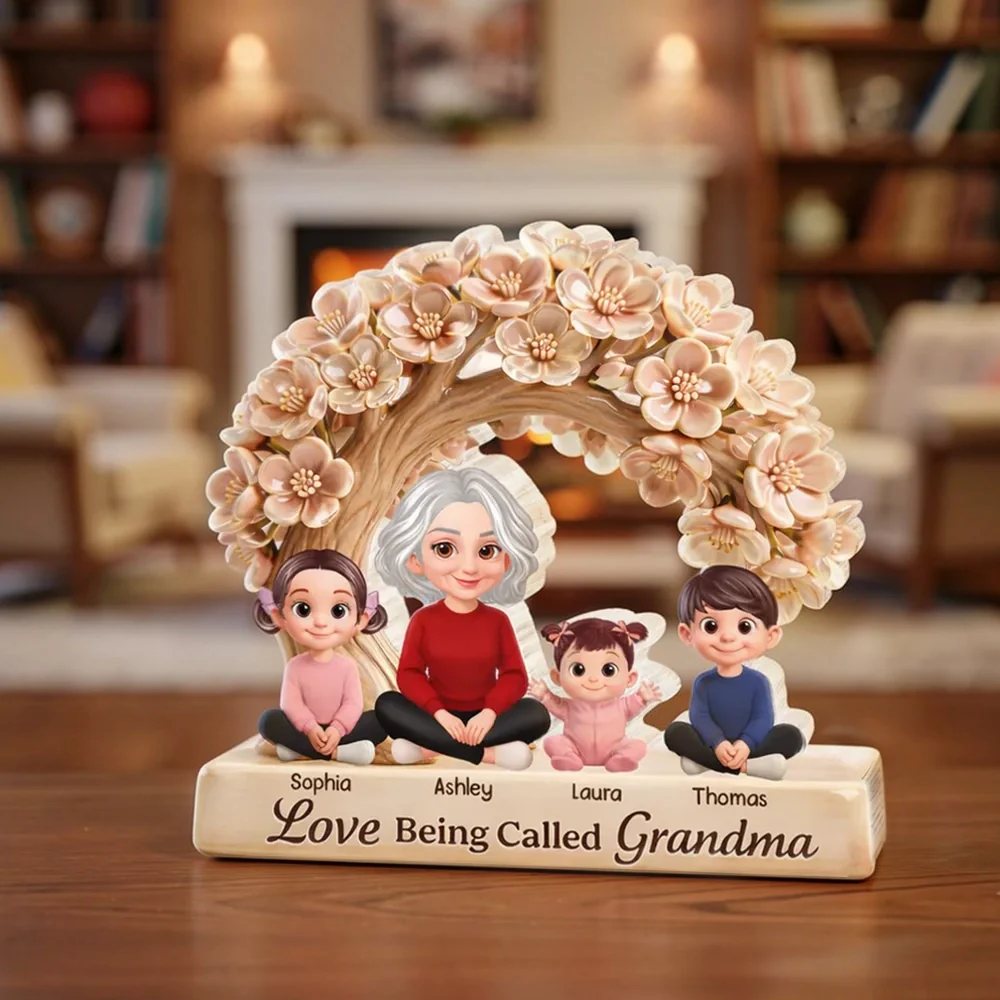 Personalized Shaped Acrylic Block Plaque Love Being Called Grandma Floral Arch Family Keepsake Unique Gift for Grandma