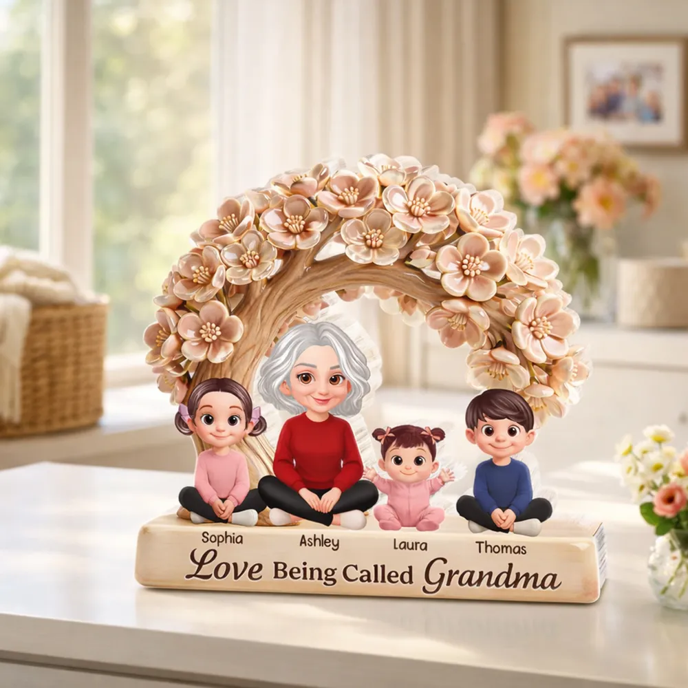 Personalized Shaped Acrylic Block Plaque Love Being Called Grandma Floral Arch Family Keepsake Unique Gift for Grandma - Image 2