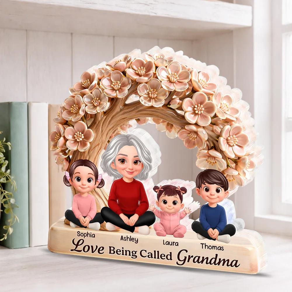 Personalized Shaped Acrylic Block Plaque Love Being Called Grandma Floral Arch Family Keepsake Unique Gift for Grandma - Image 3