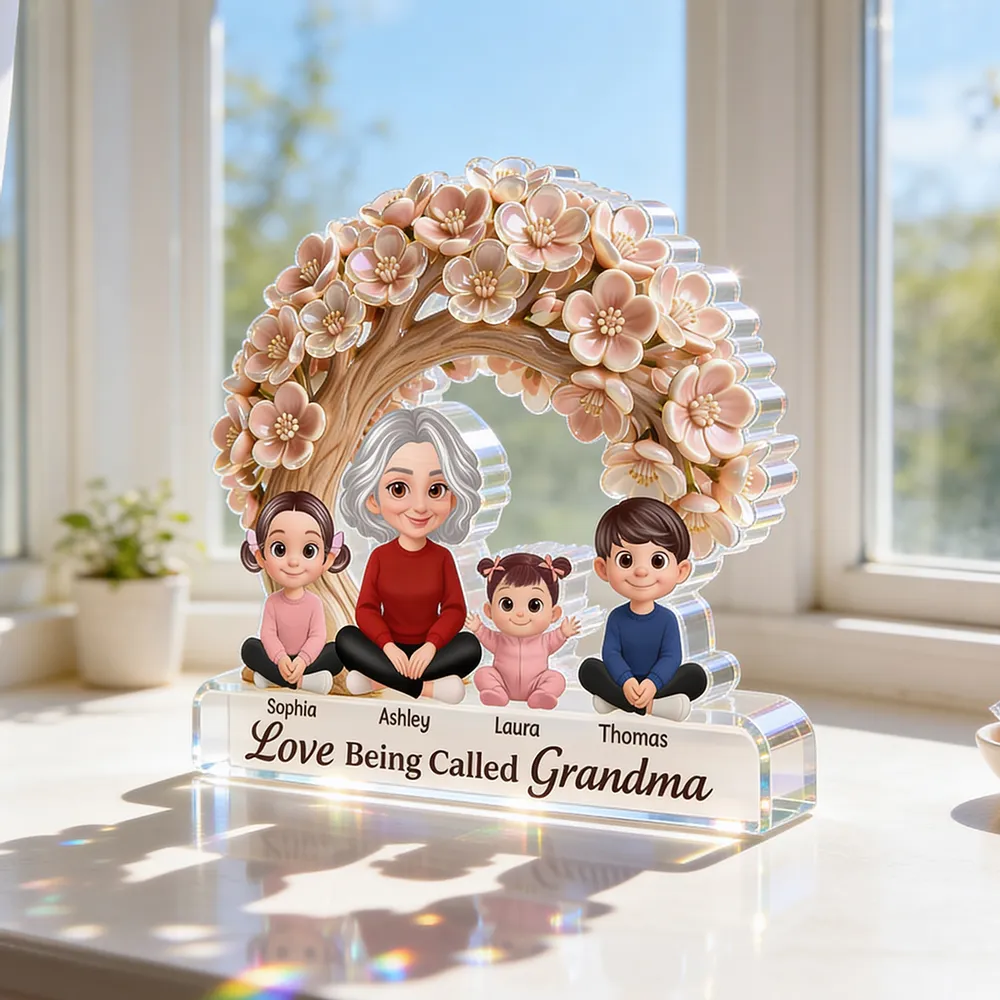 Personalized Shaped Acrylic Block Plaque Love Being Called Grandma Floral Arch Family Keepsake Unique Gift for Grandma - Image 6