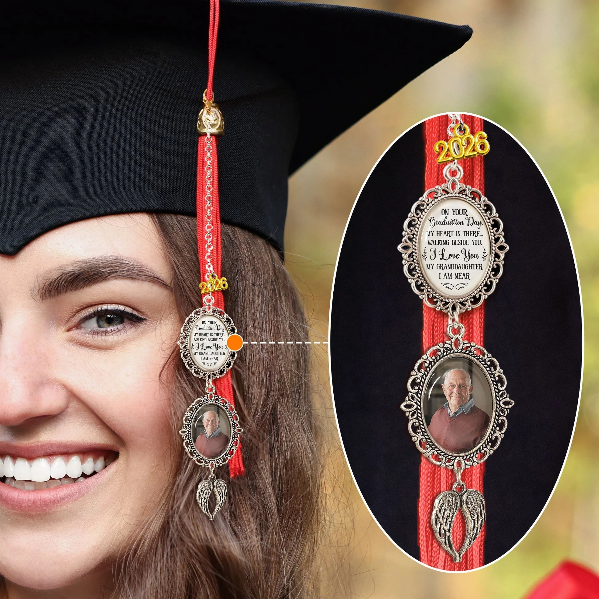 Personalized Stainless Steel Tassel Charm Graduation Gift with Photo Keepsake and 'On Your Graduation Day' Message - Image 6