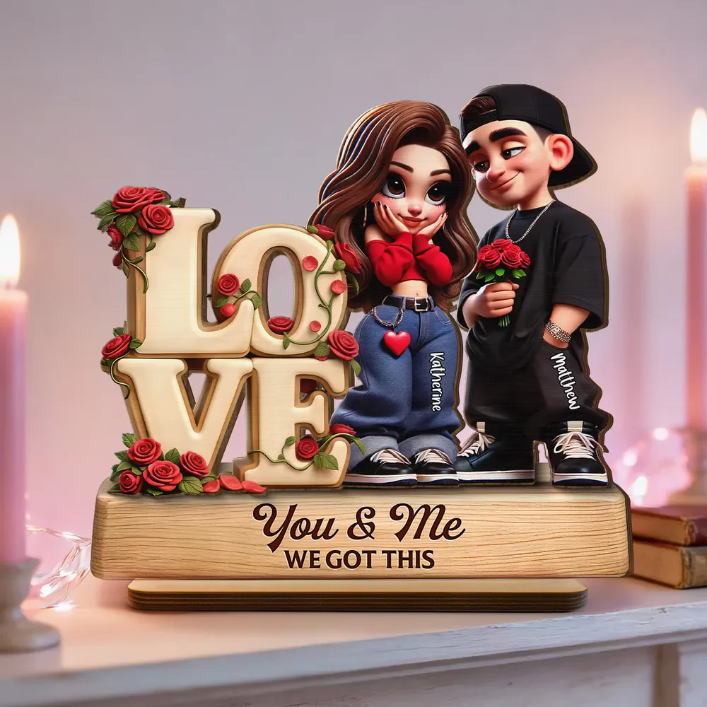 You & Me We Got This 2-Layer Wooden Plaque, Personalized Romantic Couple Decor for Bedroom or Living Room, Unique Gift - Image 2