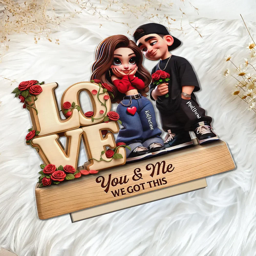 You & Me We Got This 2-Layer Wooden Plaque, Personalized Romantic Couple Decor for Bedroom or Living Room, Unique Gift - Image 3