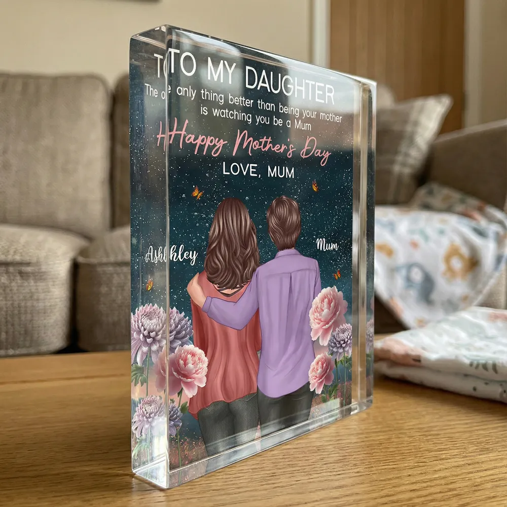 Personalized Rectangle Acrylic Block Plaque, To My Daughter from Mom Mother's Day Message, Unique Gift for Her - Image 2