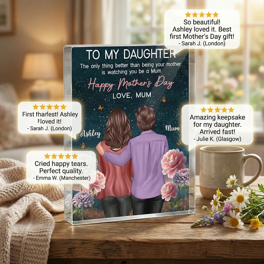 Personalized Rectangle Acrylic Block Plaque, To My Daughter from Mom Mother's Day Message, Unique Gift for Her - Image 7