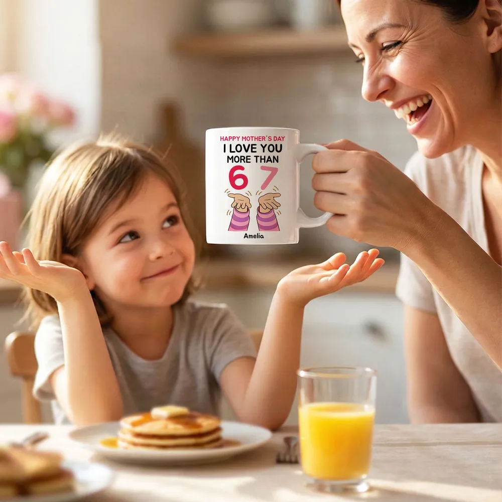 Personalized Mother's Day Mug, I Love You More Than 6 7 Cute Hands Design, Unique Gift for Mom - Image 4