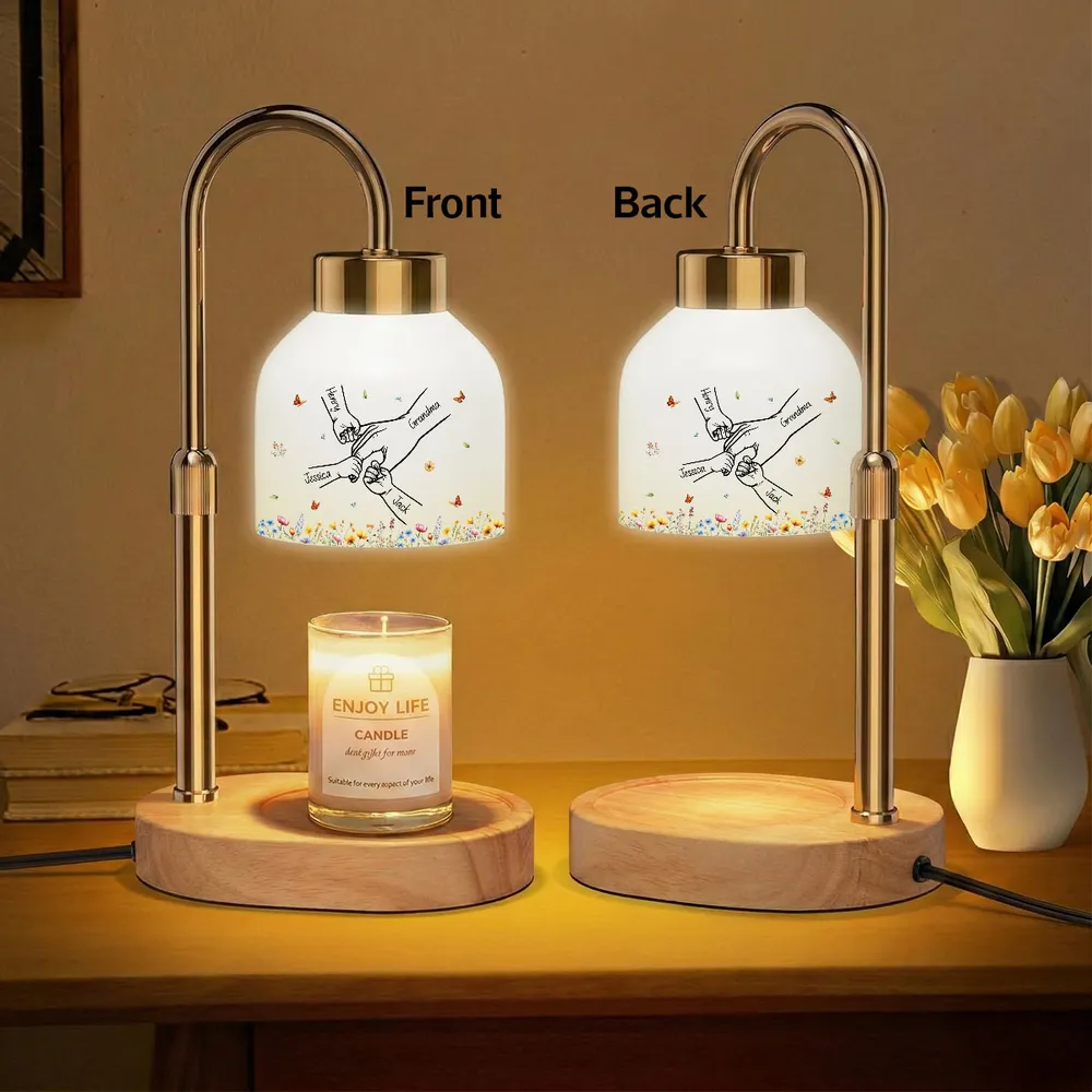Personalized Candle Warmer Lamp with Grandma Mom Kids Holding Hands Outline, Cozy Bedroom Glow, Unique Gift for Grandma - Image 4