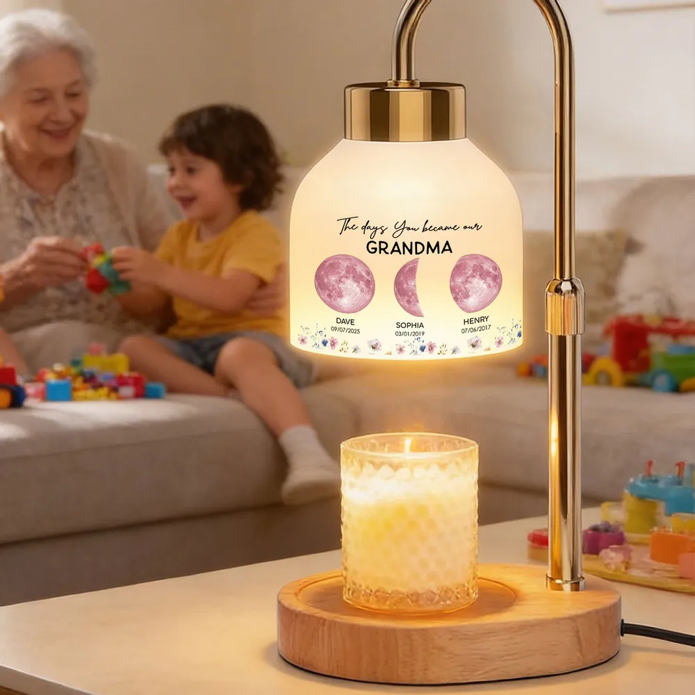 Personalized Moon Phase Candle Warmer Lamp for Mom - Custom Family Dates Night Light, Unique Mother's Day Gift - Image 3
