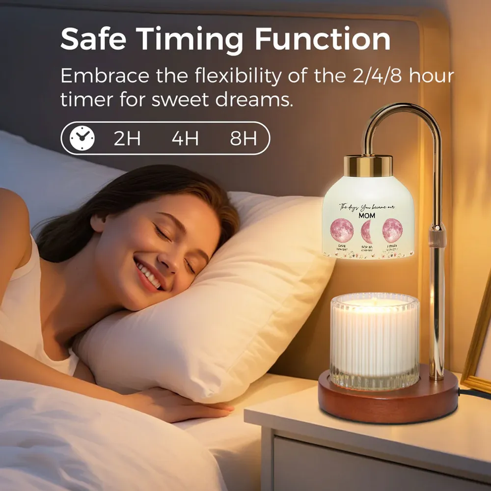 Personalized Moon Phase Candle Warmer Lamp for Mom - Custom Family Dates Night Light, Unique Mother's Day Gift - Image 8