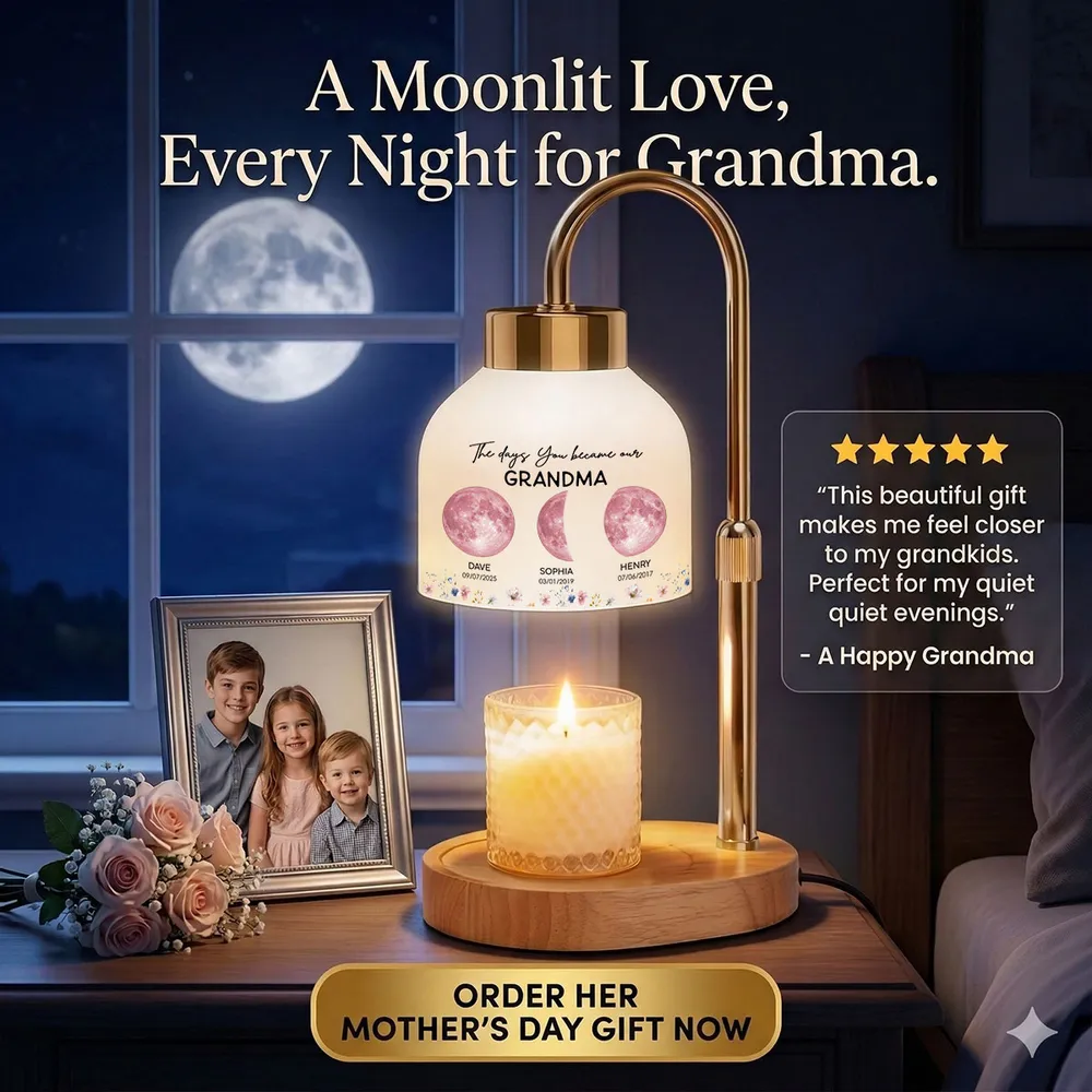Personalized Moon Phase Candle Warmer Lamp for Mom - Custom Family Dates Night Light, Unique Mother's Day Gift - Image 9