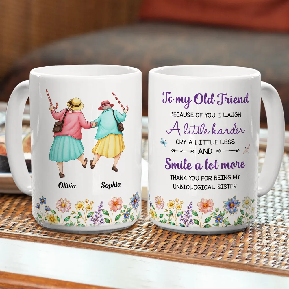 Personalized Ceramic Mug for Old Friends, Cute Walking Besties Illustration, Unique Friendship Gift for Coffee & Tea - Image 4