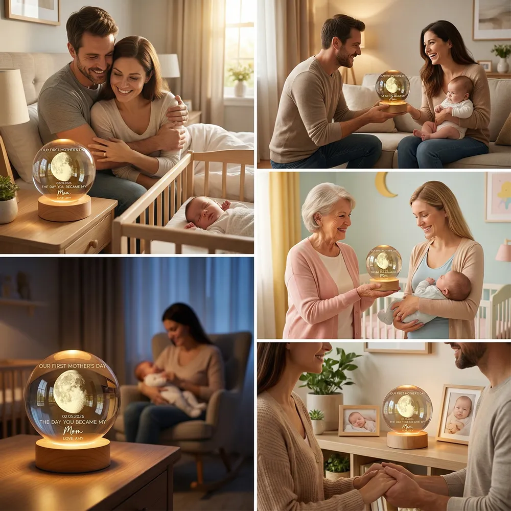 Personalized K5 Globe Lamp with Custom Moon Phase, First Mother's Day Keepsake Night Light, Unique Gift for Mom - Image 7
