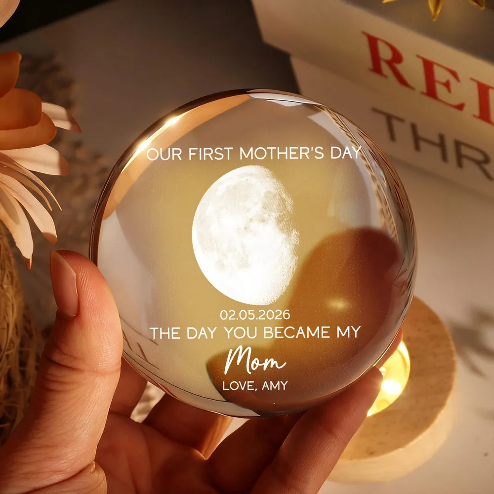Personalized K5 Globe Lamp with Custom Moon Phase, First Mother's Day Keepsake Night Light, Unique Gift for Mom - Image 9