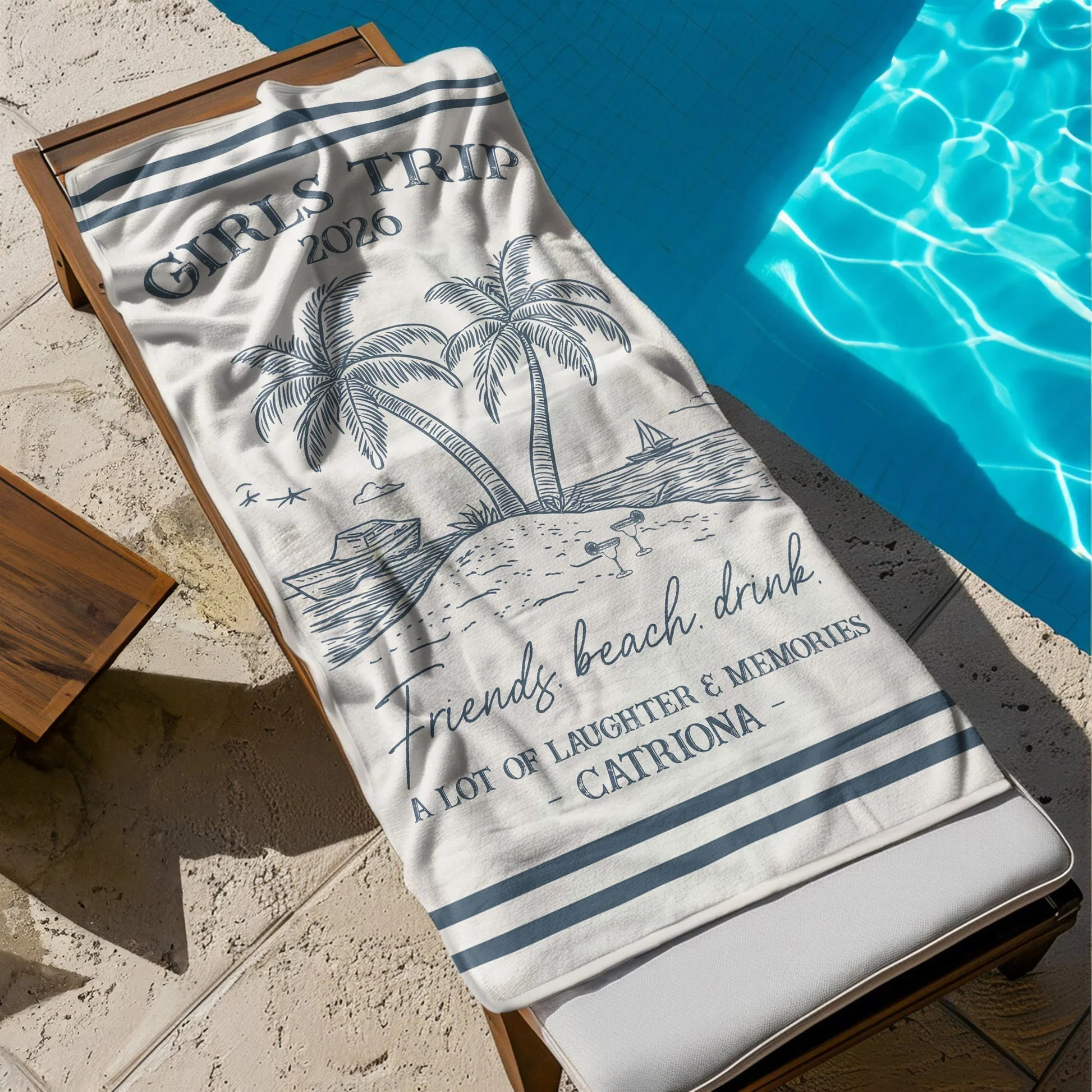 Personalized Beach Towel, Sun Sand Chill Coastal Design, A Unique Custom Gift for Family or Friends - Image 7