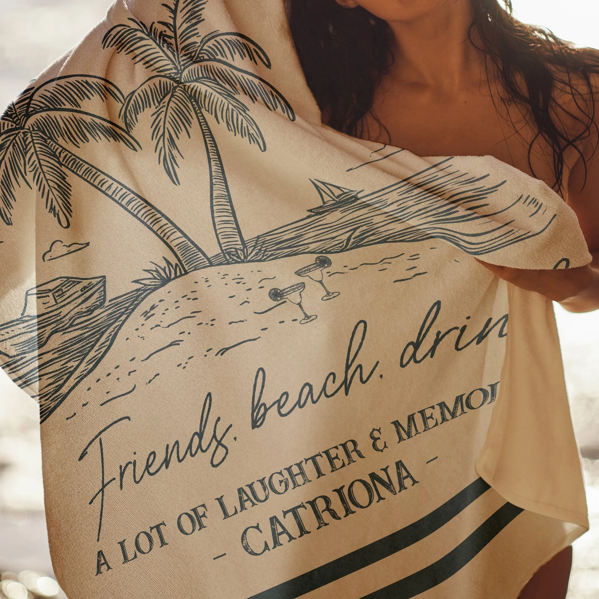Personalized Beach Towel, Sun Sand Chill Coastal Design, A Unique Custom Gift for Family or Friends - Image 9