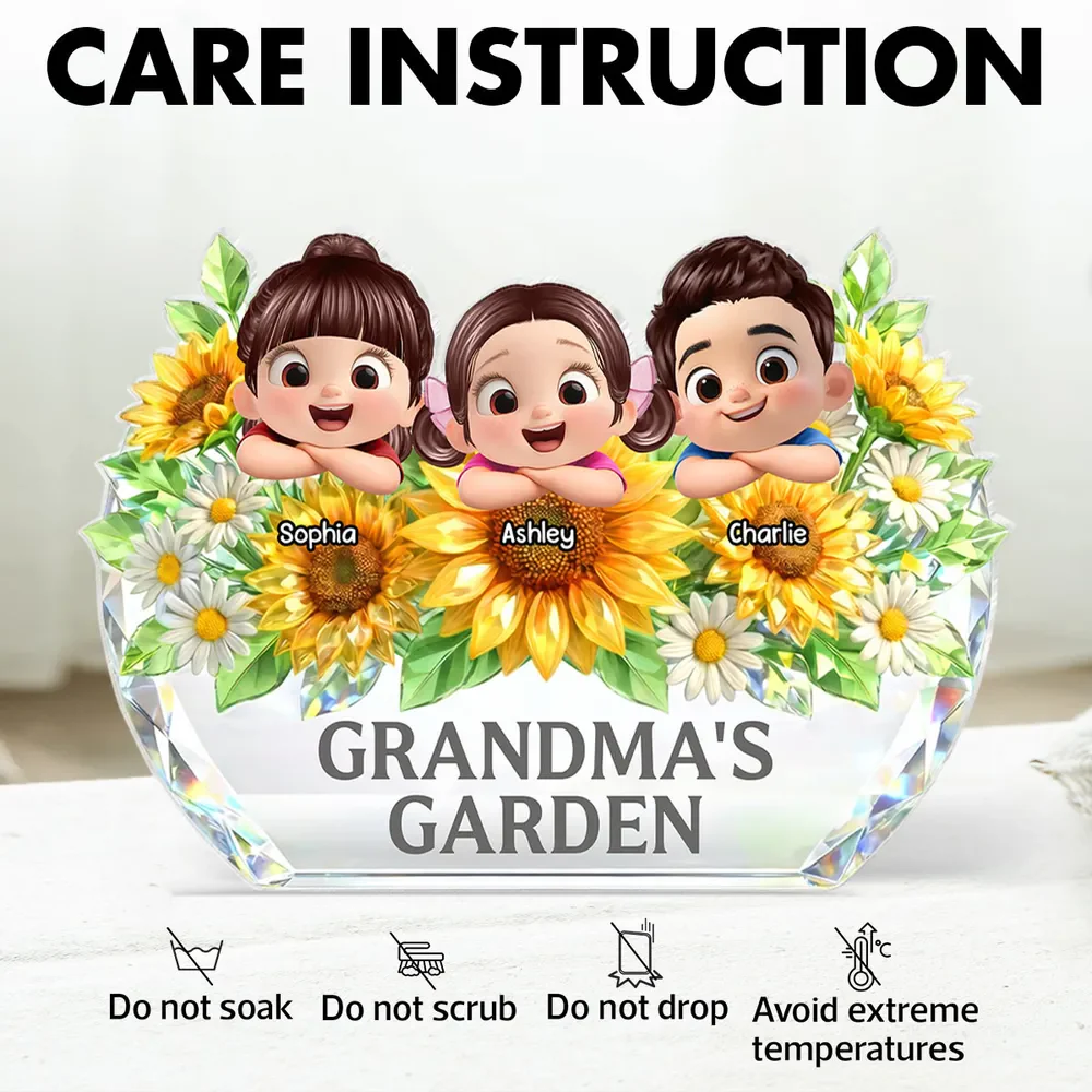 Personalized Shaped Acrylic Block Plaque Grandma's Garden Sunflower Decor - Unique Gift for Grandma, Sweet Keepsake - Image 8