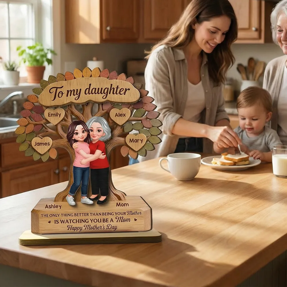 Personalized 2-Layer Wooden Plaque Tree of Life Mom & Daughter Hugging - Unique Mother's Day Gift, Family Keepsake Decor - Image 6