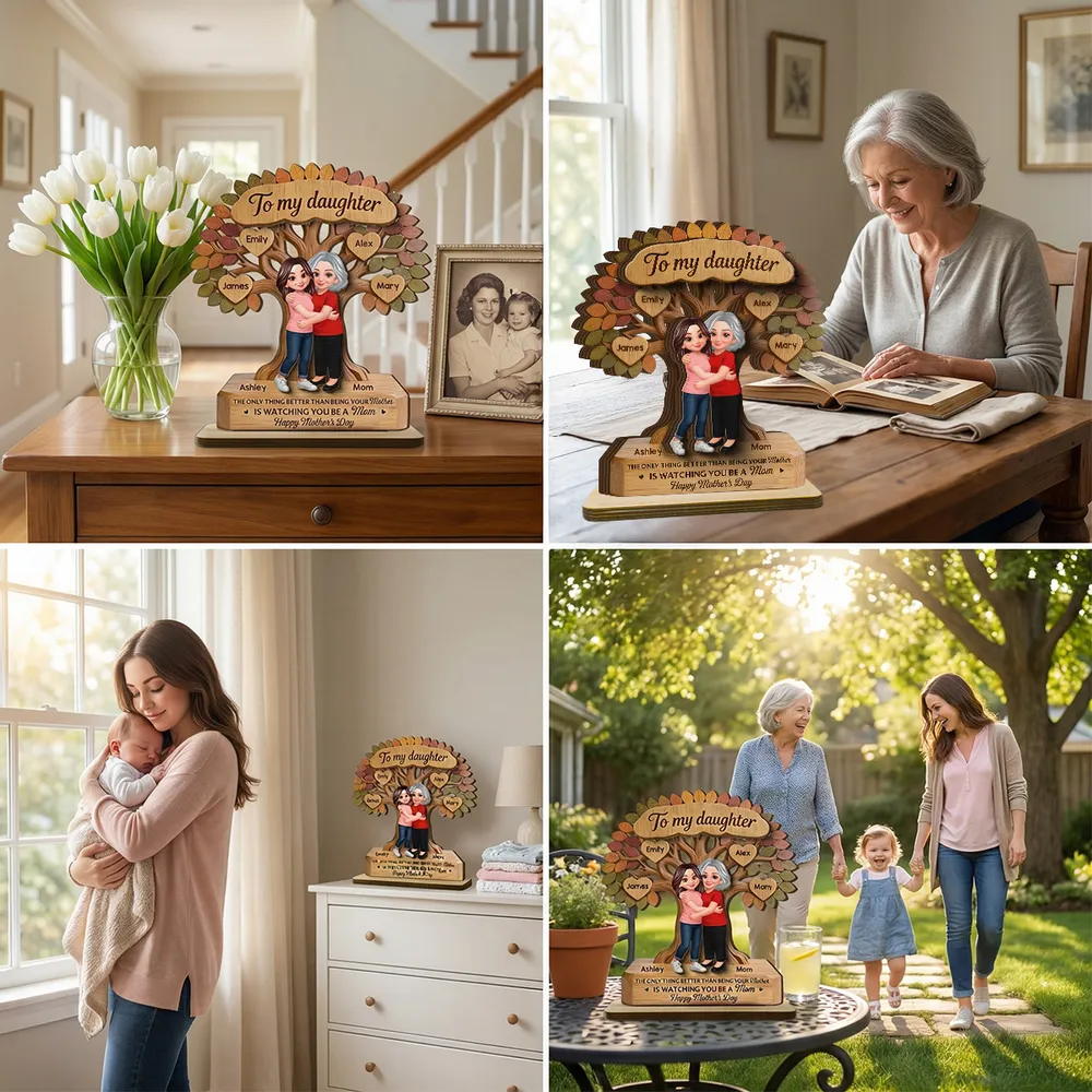 Personalized 2-Layer Wooden Plaque Tree of Life Mom & Daughter Hugging - Unique Mother's Day Gift, Family Keepsake Decor - Image 7