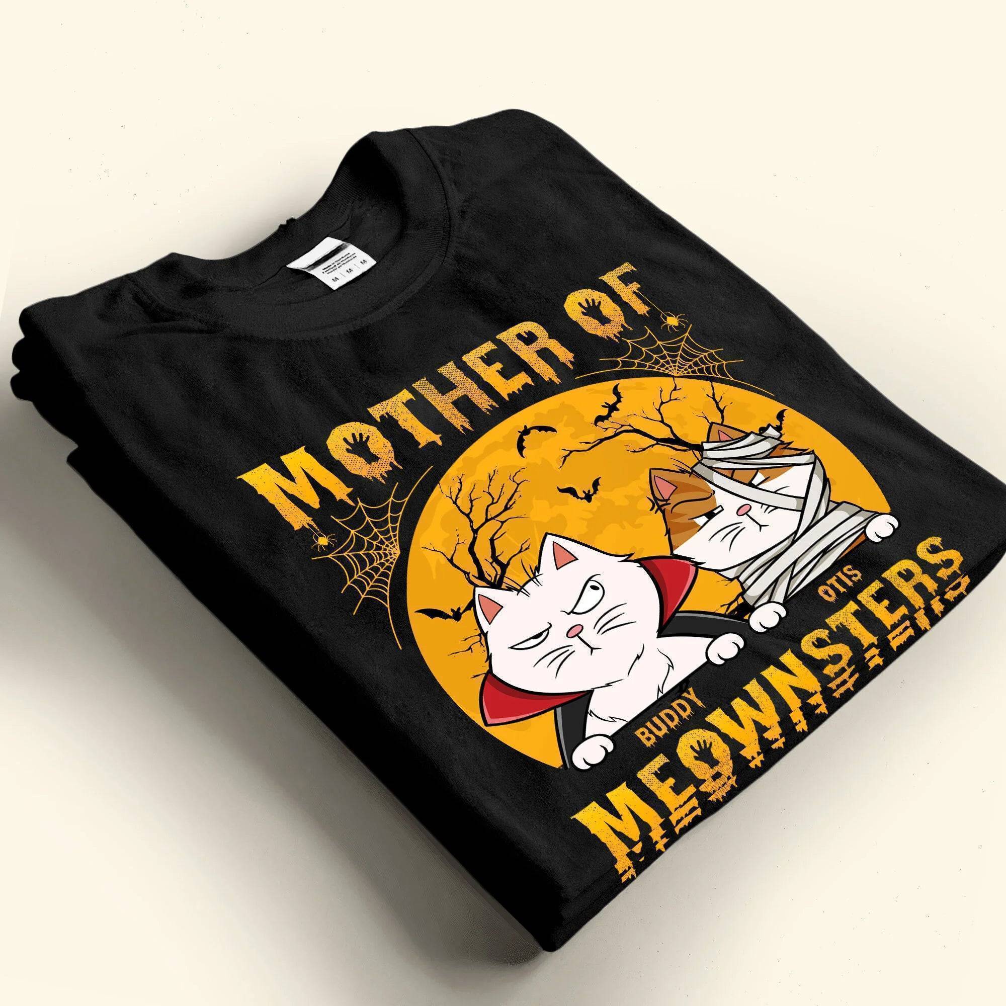 Personalized Custom T-shirt/Sweatshirt/Hoodie, Mother Of Meownsters - Halloween Gift For Cats Lovers, Yourself - Image 3