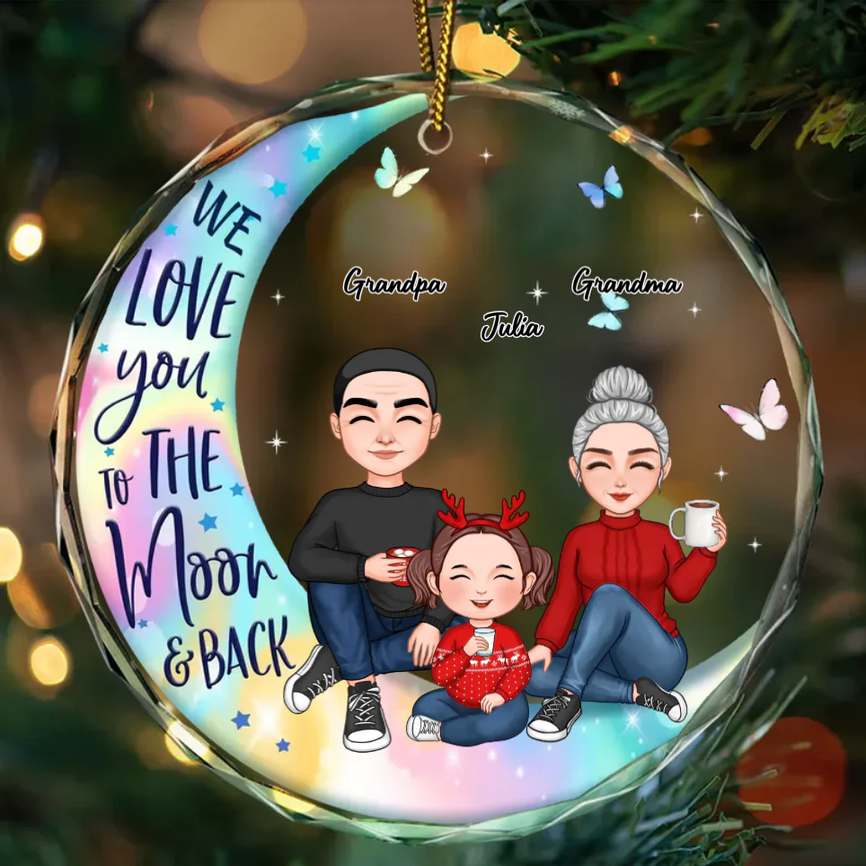 Cute Grandma & Grandkid On Moon Christmas Gift For Granddaughter Grandson Personalized Acrylic Ornament - Image 4