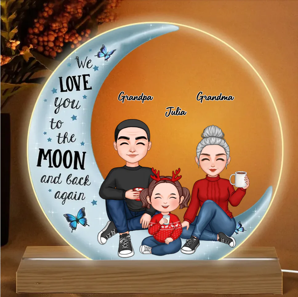 Cute Grandma & Grandkid On Moon Christmas Gift For Granddaughter Grandson Personalized Acrylic Ornament - Image 5